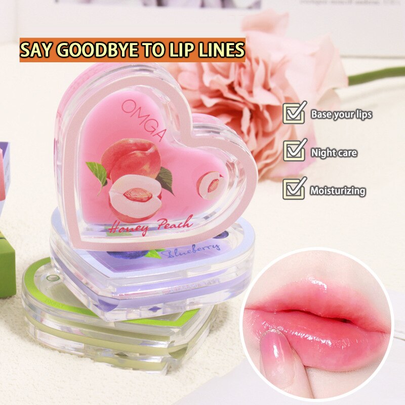 Fruity Jelly Lip Mask Moisturizing Hydrating Jelly Toothed Lips Anti-drying Lip Primer Day Night Repair Heart Shaped Lip Balm