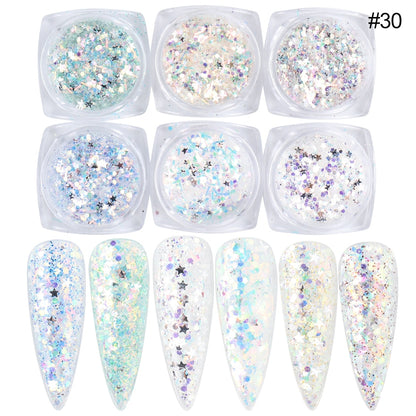 Glitter Sandy Sugar Powder Black White Silver Grainy Shinning Sequins