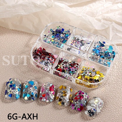 Shining Nails Sequins Pink Iridescent Glitter Slices Hexagon