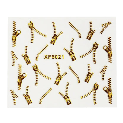 Gold Zipper 3d Designs Nail Art Stickers Decals Manicure