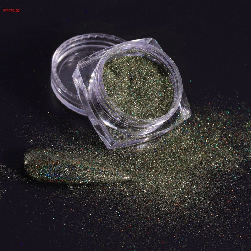 Holographic Powder Laser  Magic Mirror Glitter Rub Dust  Nail