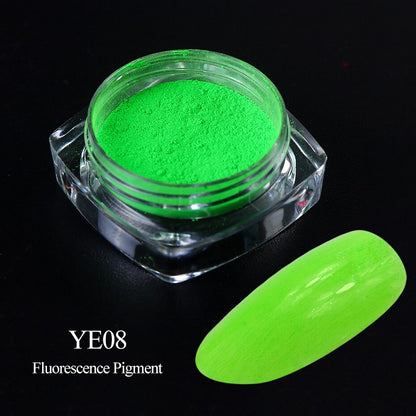 Neon Pigment Yellow Green Orange Rubbing Nail