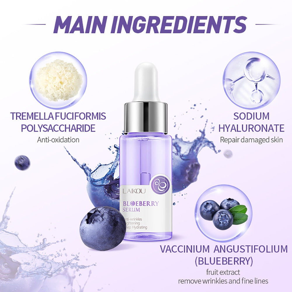 Face Cleanser Blackheads Blueberry Essence Moisturize Repair Lips Mask Whiten Fade Dark Circle Skin Eye Care Cream Cosmetics Set