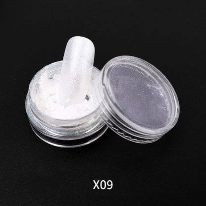 Moonlight Mirror Power White Silver Glitters Metallic  Nails