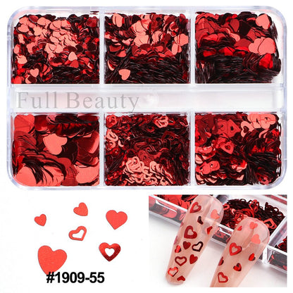 6 Grids Pearl Glitter Powder Aurora Effect Holographic Mirror Nails