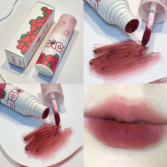 Lovely Strawberry Lip Mud Clay Velvet Matte Lipstick