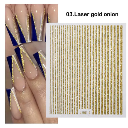 3D Stickers  Lines Holographic Silver Stripe  Nail