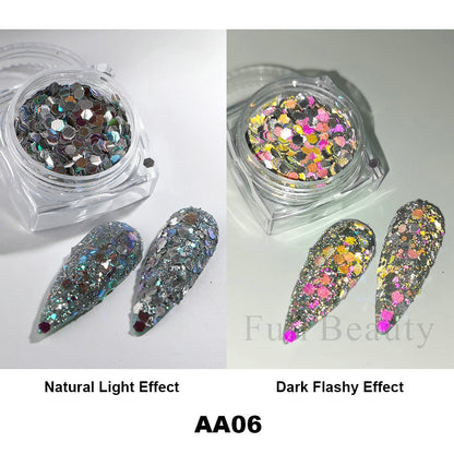 Reflective Glitter Iridescent Powder Sequins for Nails Sparkly
