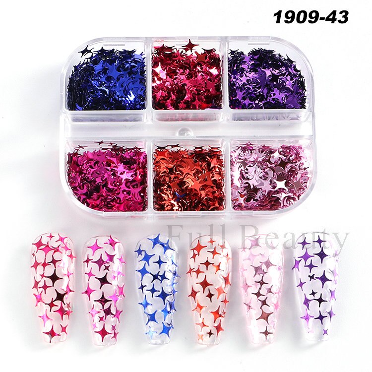 6 Grids Pearl Glitter Powder Aurora Effect Holographic Mirror Nails
