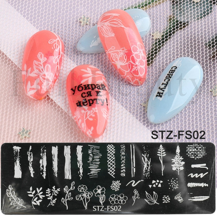 French Art Stamping Wave Flower Love Lace Stamp Nail