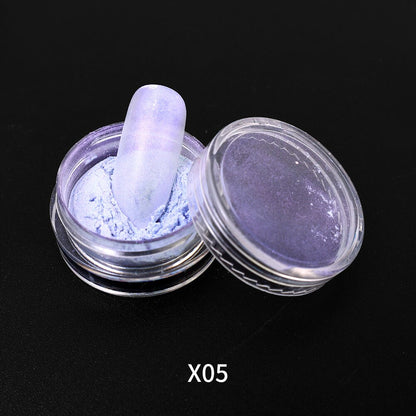 Moonlight Mirror Power White Silver Glitters Metallic  Nails