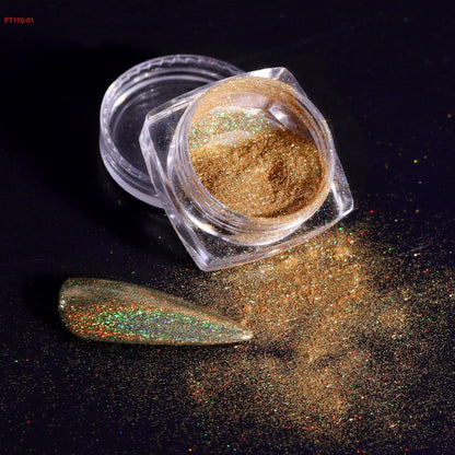Holographic Powder Laser  Magic Mirror Glitter Rub Dust  Nail