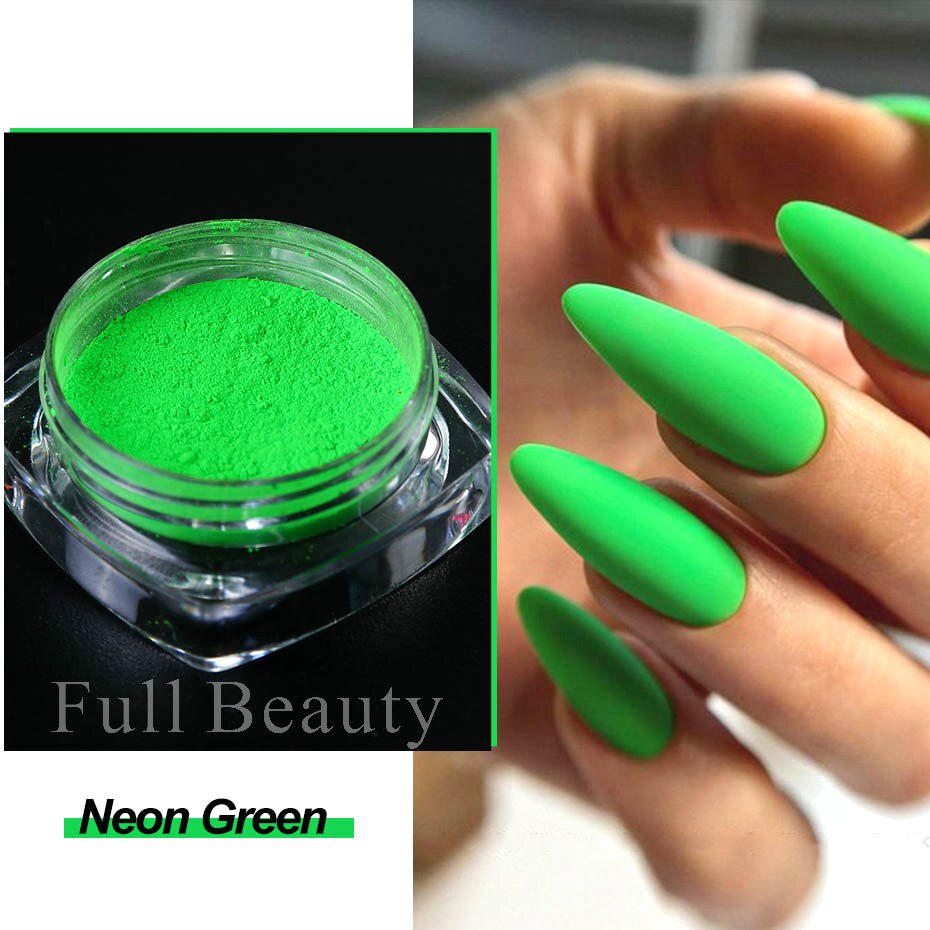 Neon Pigment Yellow Green Orange Rubbing Nail