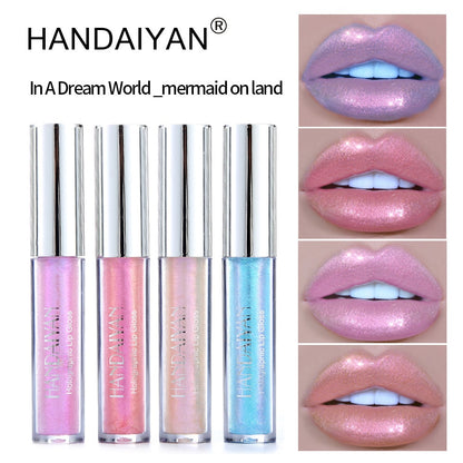 Handaiyan 6 Colors Gloss Glitter Red Nude Lipstick