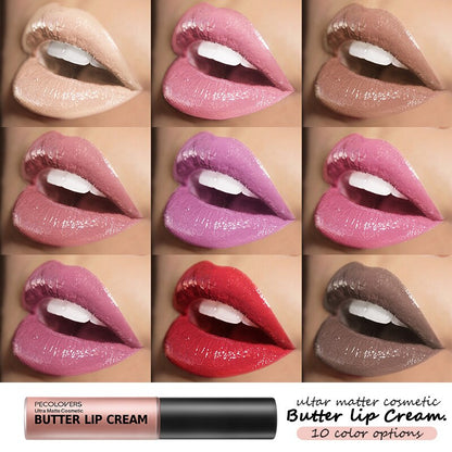 PECOLOVERS Makeup 10 Color Silky Vitamin E Butter Ceram Lip