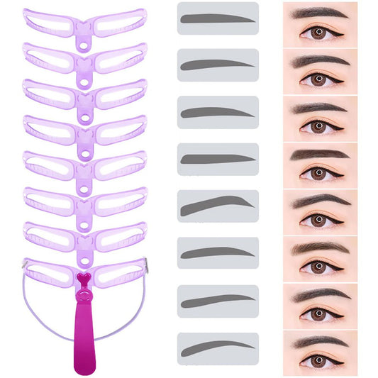 8pc Stencil Reusable Eyebrow Shaper Brow Stamp