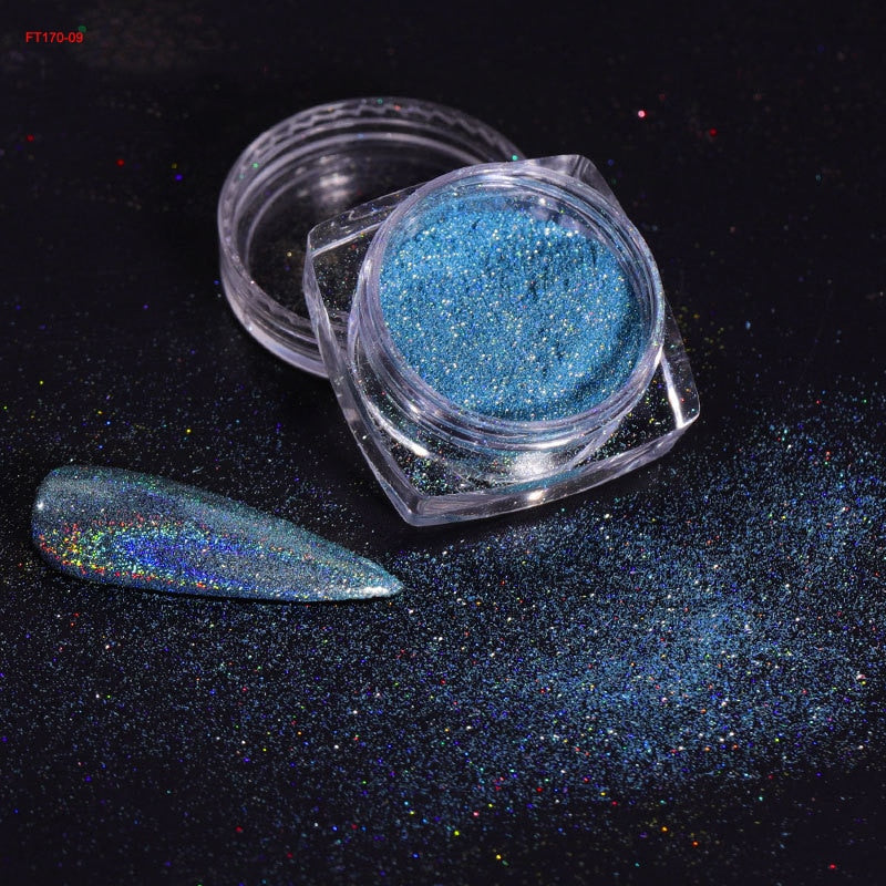 Holographic Powder Laser  Magic Mirror Glitter Rub Dust  Nail