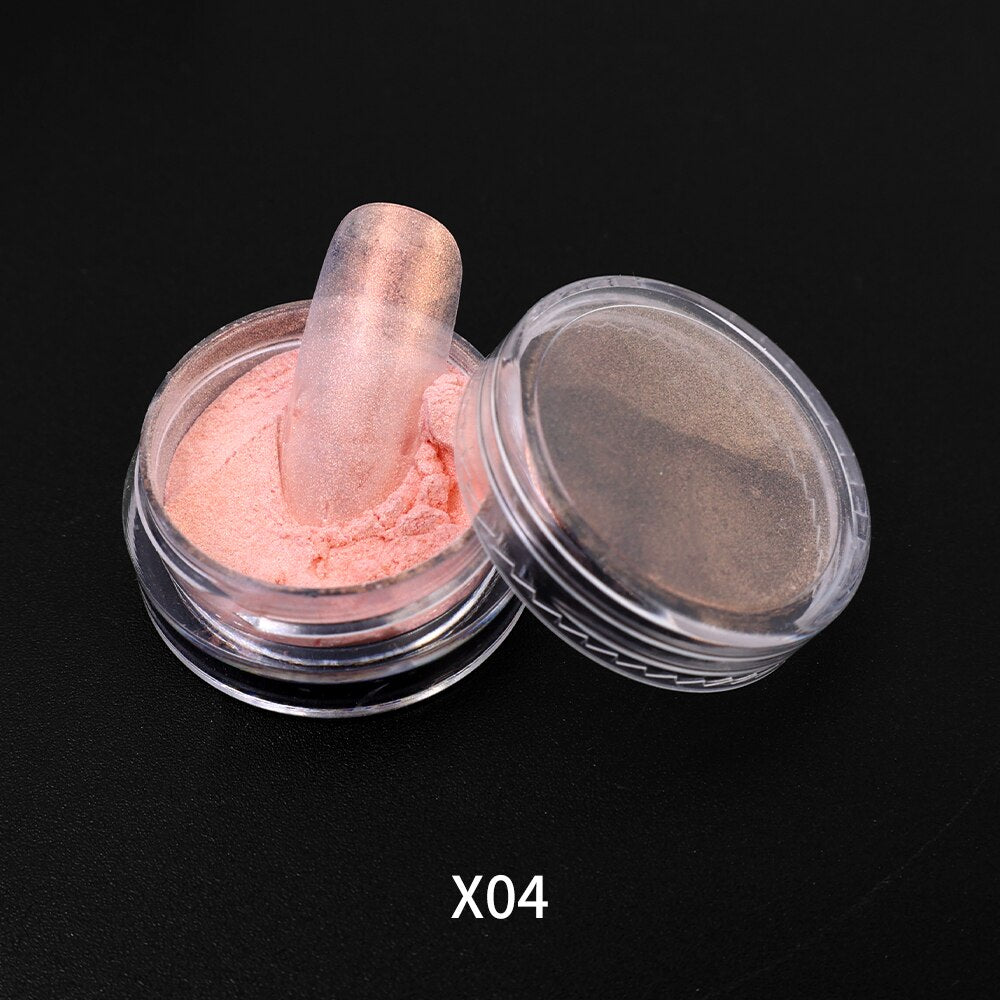 Moonlight Mirror Power White Silver Glitters Metallic  Nails