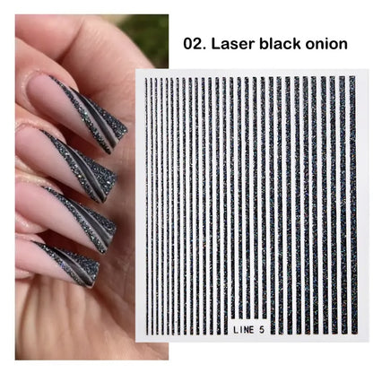 3D Stickers  Lines Holographic Silver Stripe  Nail