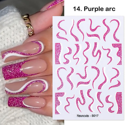 3D Stickers  Lines Holographic Silver Stripe  Nail