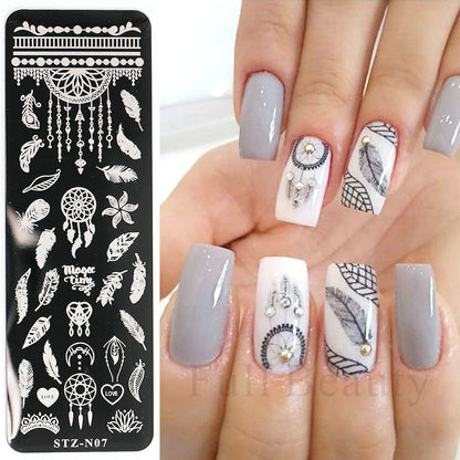 French Art Stamping Wave Flower Love Lace Stamp Nail