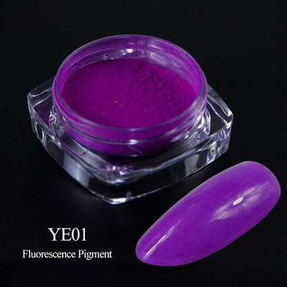 Neon Pigment Yellow Green Orange Rubbing Nail