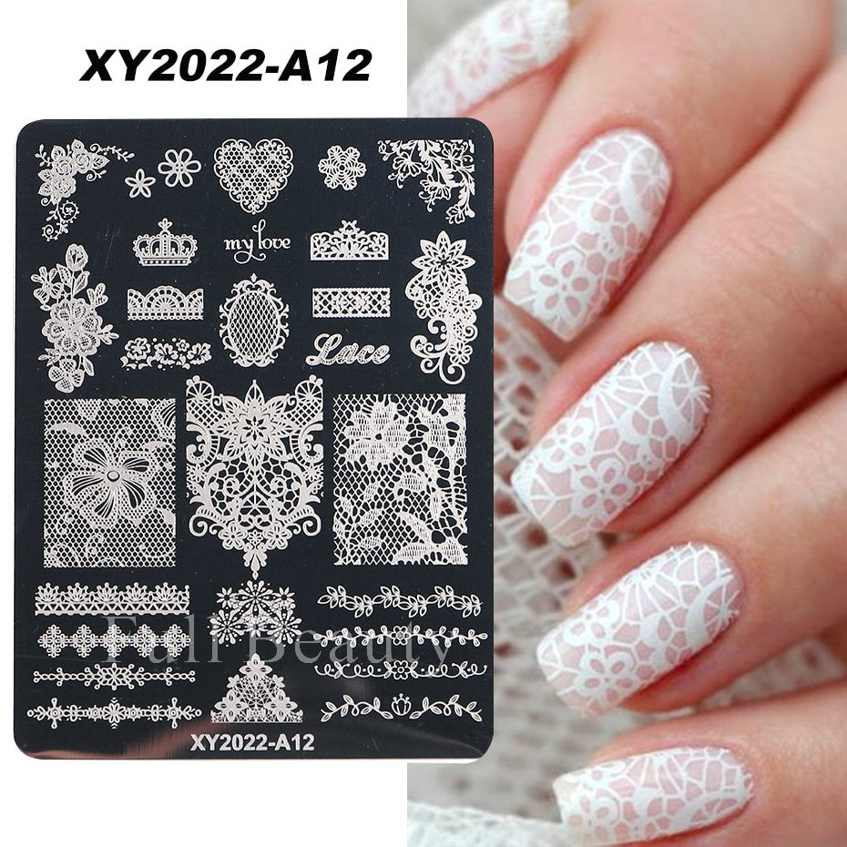 French Art Stamping Wave Flower Love Lace Stamp Nail