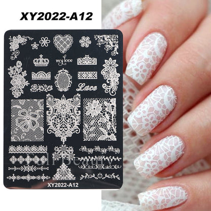 French Art Stamping Wave Flower Love Lace Stamp Nail