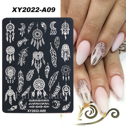 French Art Stamping Wave Flower Love Lace Stamp Nail