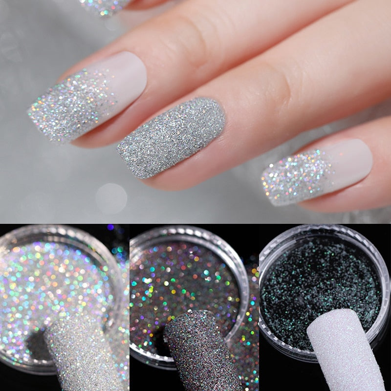 Glitter Powder Silver Glitter Iridescent Flakes Nails