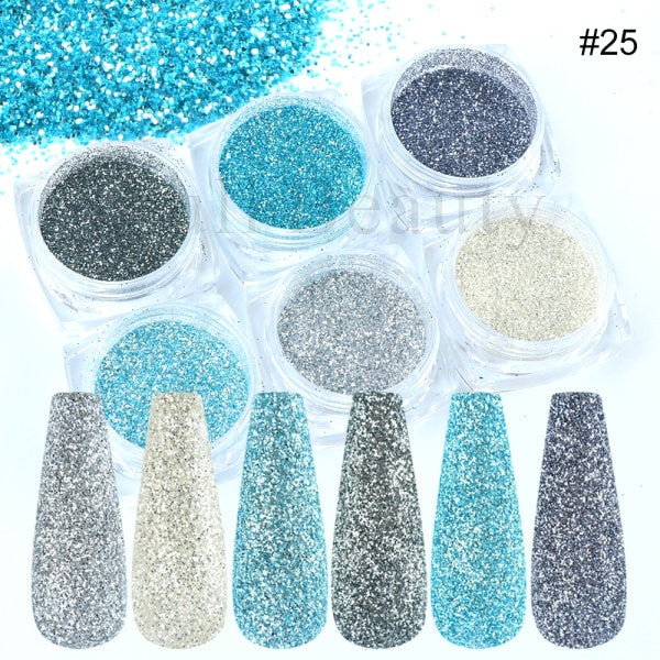 Glitter Sandy Sugar Powder Black White Silver Grainy Shinning Sequins