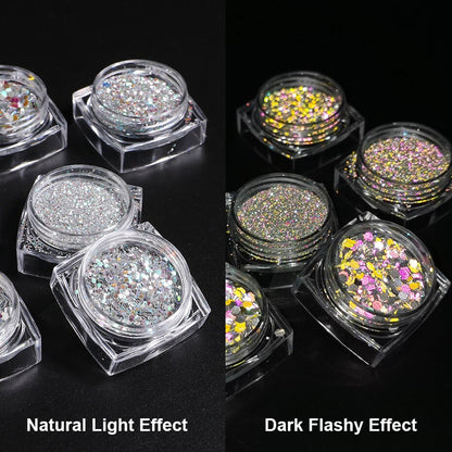 Reflective Glitter Iridescent Powder Sequins for Nails Sparkly