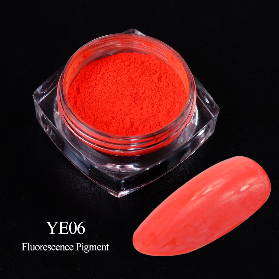 Neon Pigment Yellow Green Orange Rubbing Nail