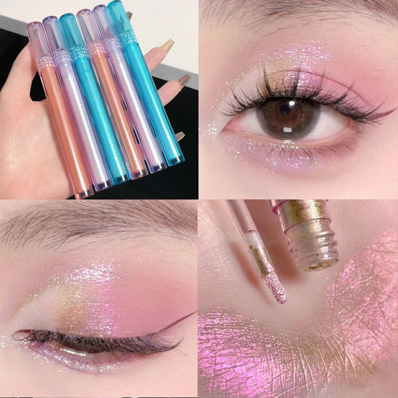 Glitter Sequins Liquid Eyeshadow Stick Waterproof Pearlescent Eyeliner Glitter Sequins Pen Highlight Eye Cosmetic Shiny Makeup